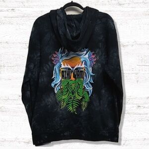 Azhiaziam “Earthman” Men’s Black Tie Dye Hoodie With Graphic Size Large